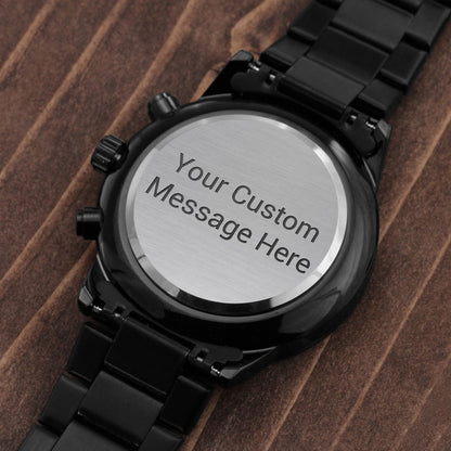 ⌚ Montre Chronographe Noire Personnalisée – Gravée Rien Que Pour Lui
