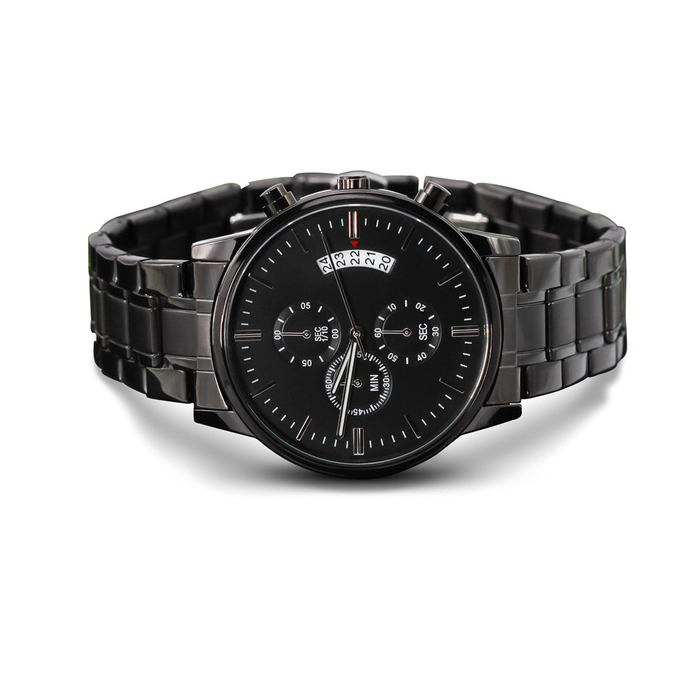 ⌚ Montre Chronographe Noire Personnalisée – Gravée Rien Que Pour Lui