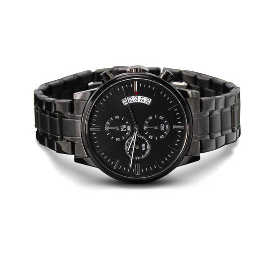 ⌚ Montre Chronographe Noire Personnalisée – Gravée Rien Que Pour Lui