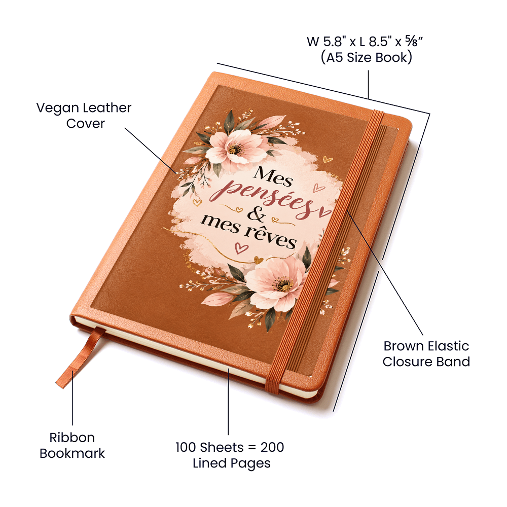 📖 Journal en Cuir - 🌸Mes pensées & mes rêves