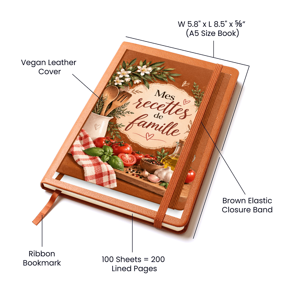 📖 Journal en Cuir -🍲 Mes Recettes de Famille