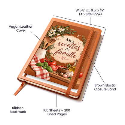 📖 Journal en Cuir -🍲 Mes Recettes de Famille