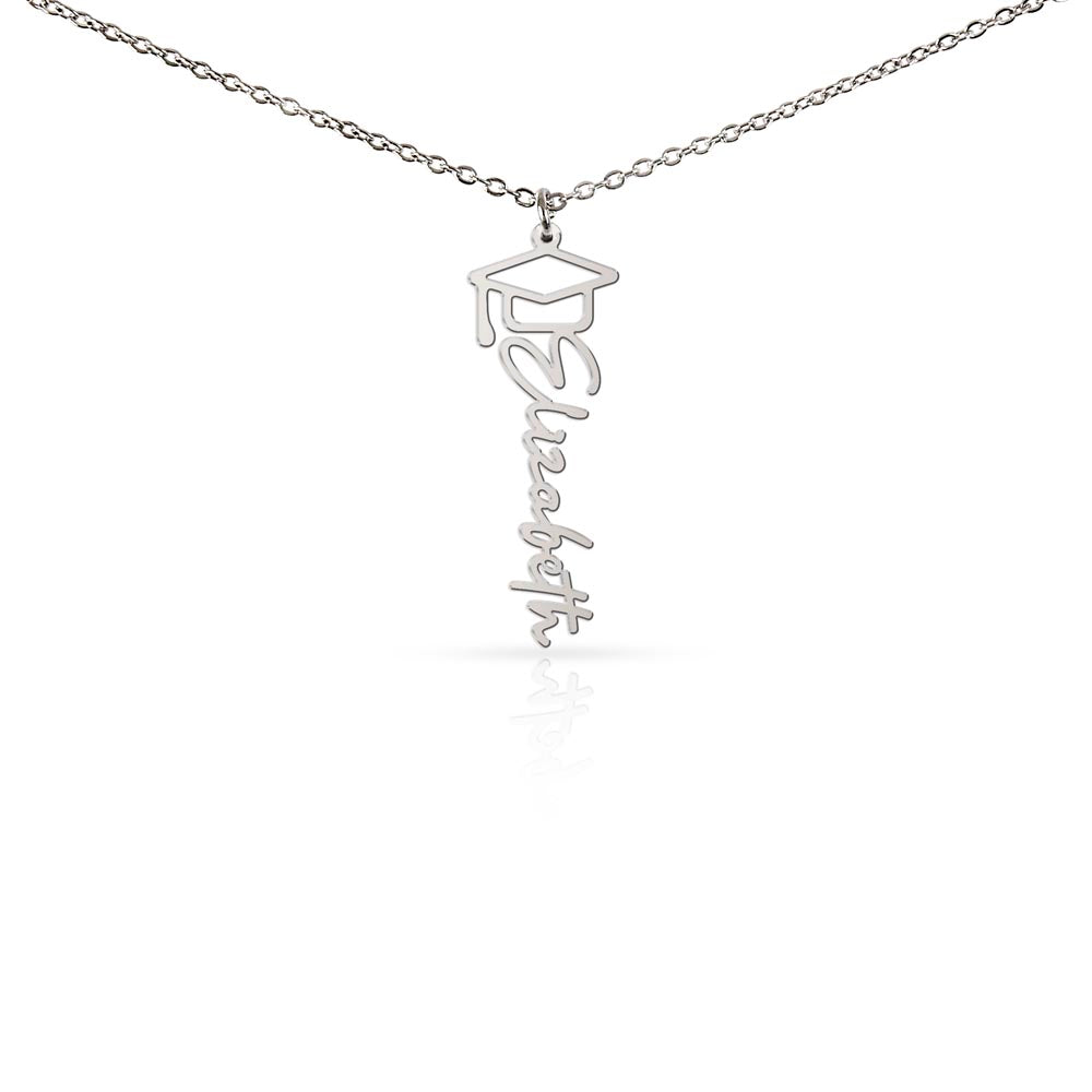 Personalized Name Necklace with Graduation Cap – Graduation Gift 🎓