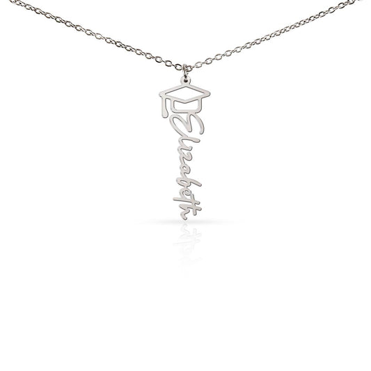Personalized Name Necklace with Graduation Cap – Graduation Gift 🎓