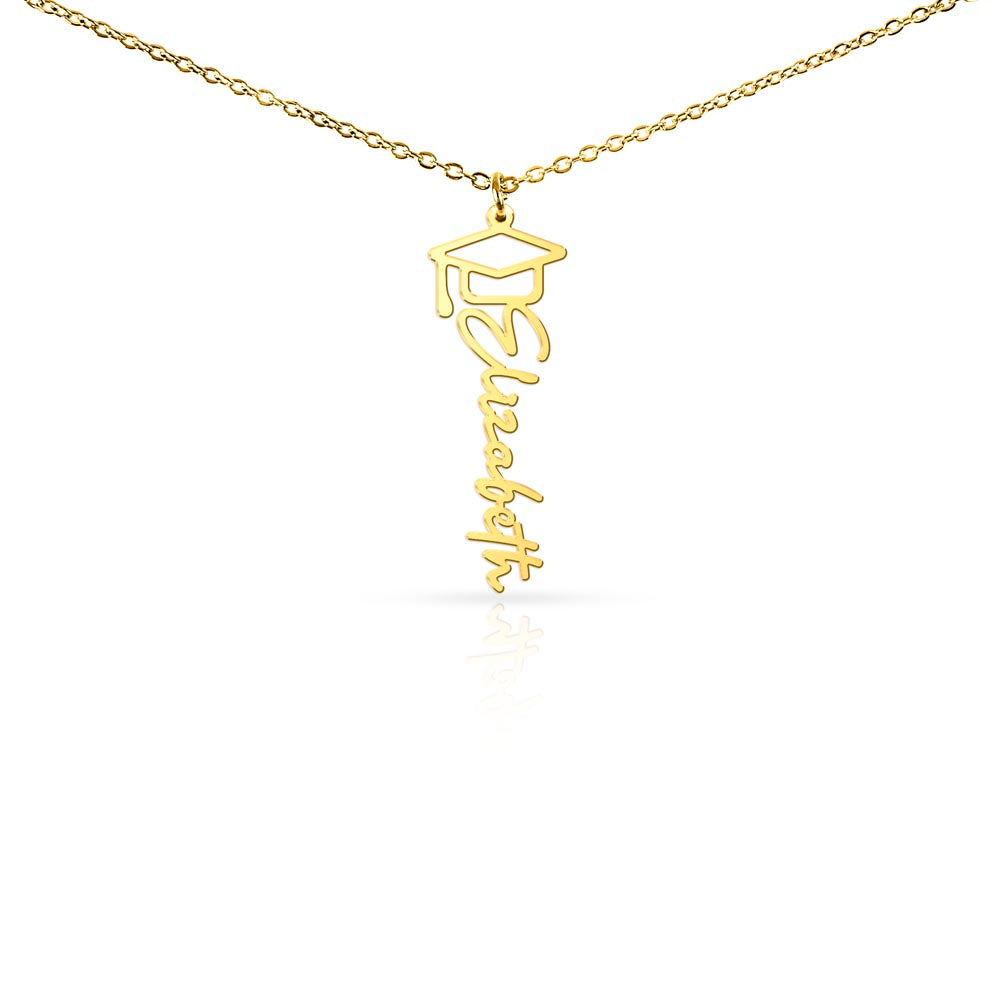 Personalized Name Necklace with Graduation Cap – Graduation Gift 🎓