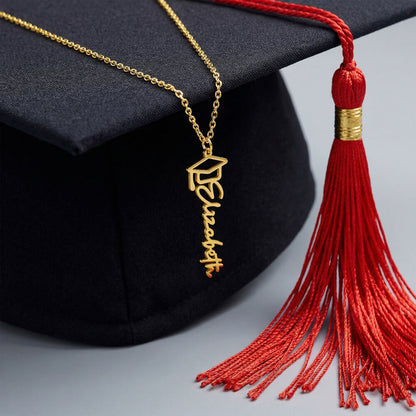 Personalized Name Necklace with Graduation Cap – Graduation Gift 🎓