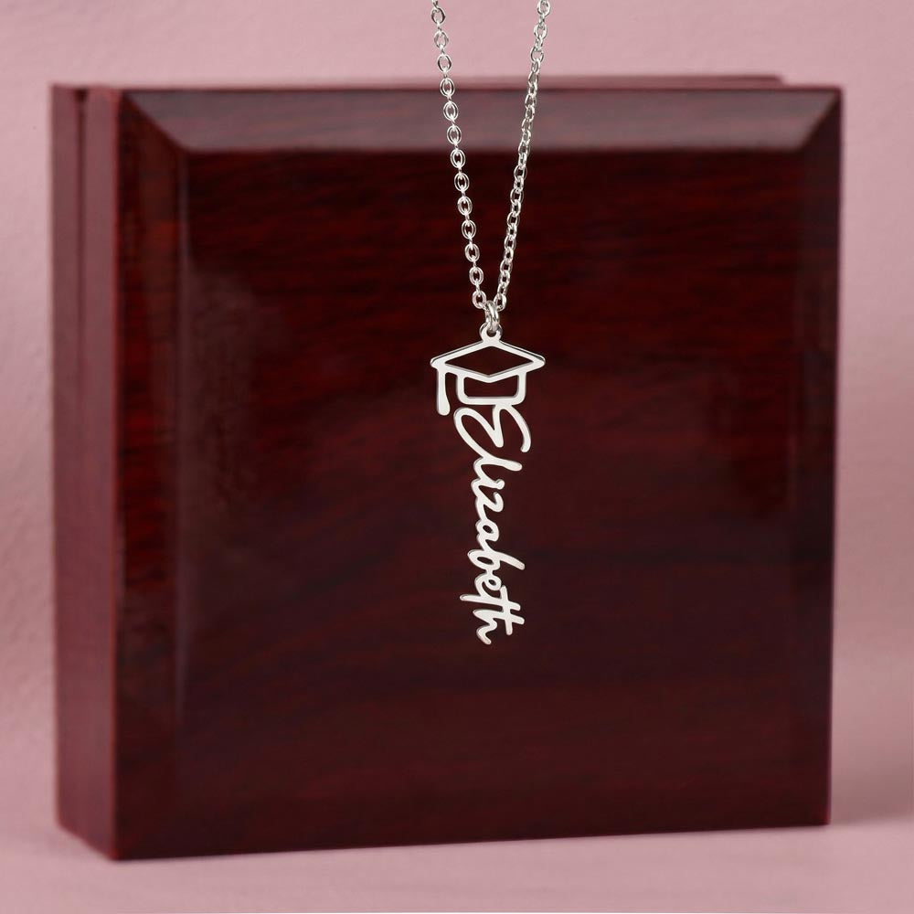 Personalized Name Necklace with Graduation Cap – Graduation Gift 🎓