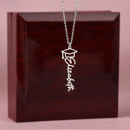Personalized Name Necklace with Graduation Cap – Graduation Gift 🎓