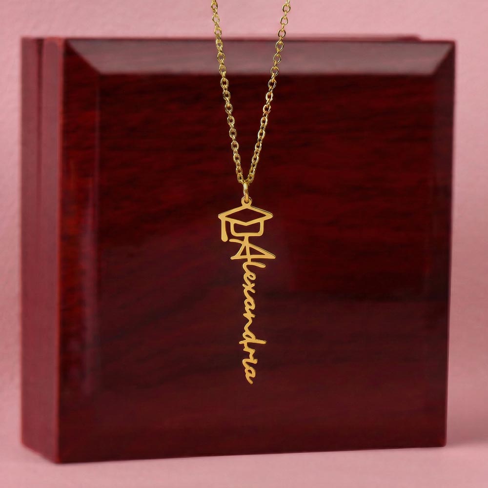 Personalized Name Necklace with Graduation Cap – Graduation Gift 🎓
