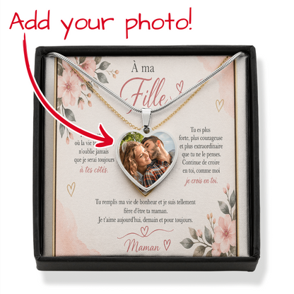 ❤️ À Ma Fille – Collier Cœur Photo Personnalisé