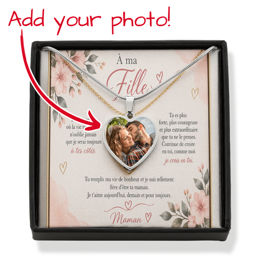 ❤️ To My Daughter – Personalized Photo Heart Necklace