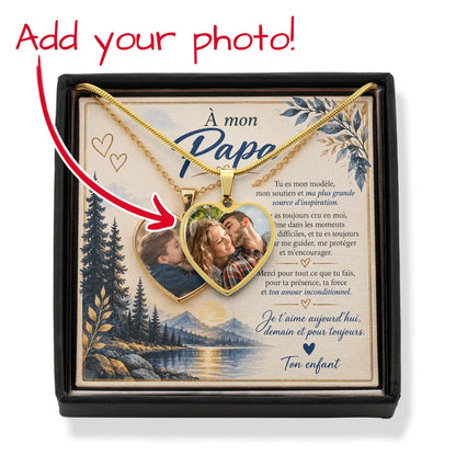 💙 À Mon Papa – Collier Cœur Photo Personnalisé ShineOn Fulfillment