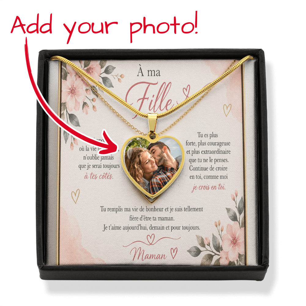 ❤️ À Ma Fille – Collier Cœur Photo Personnalisé