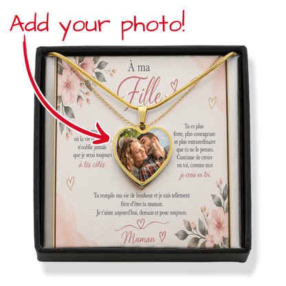 ❤️ À Ma Fille – Collier Cœur Photo Personnalisé